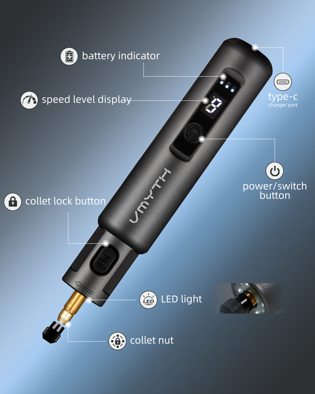 VMYTH iPen E1 – Precision Rotary Tool for Crafts & Repairs