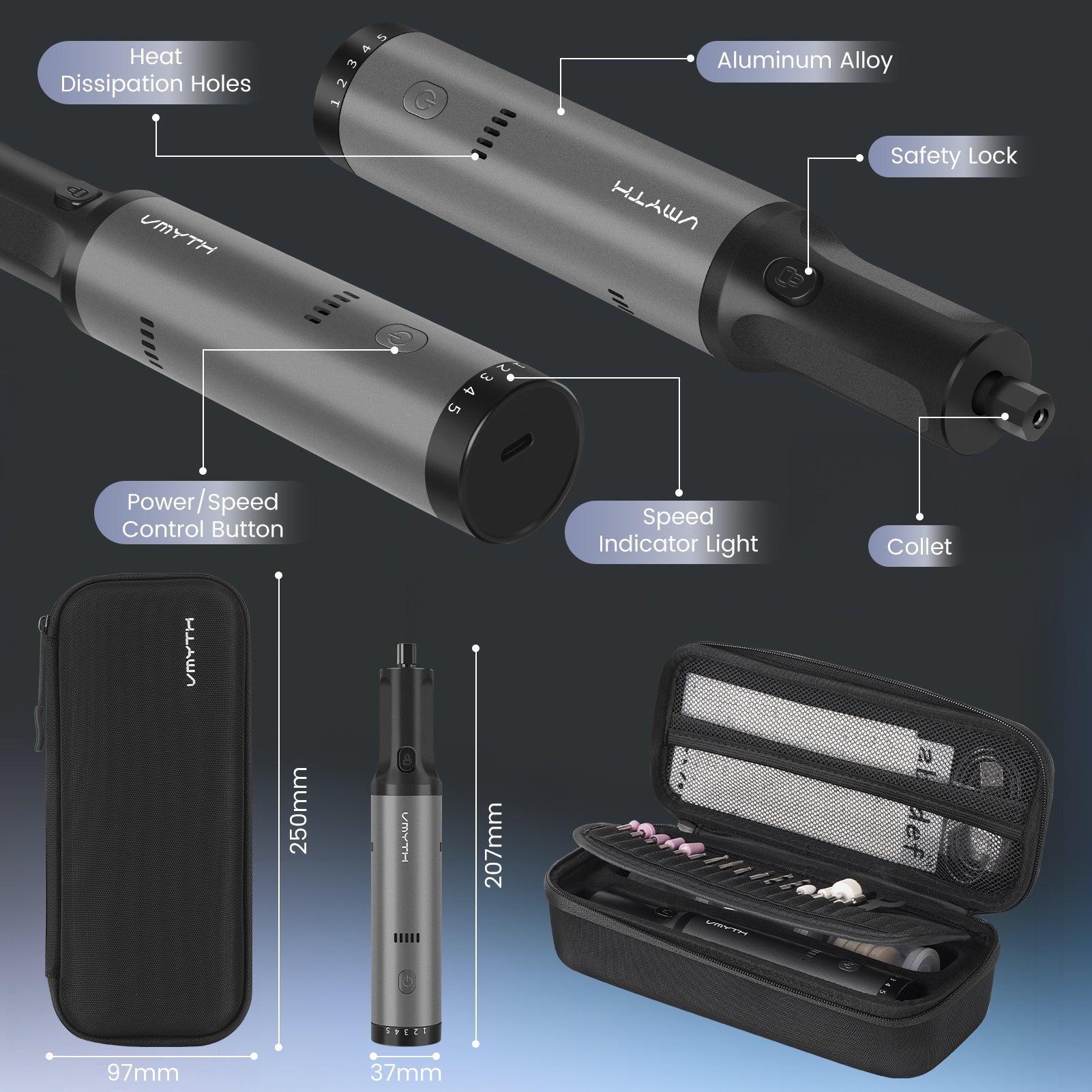 VMYTH iPen E2 – 7.2V Wireless Rotary Tool Kit with 44 Accessories
