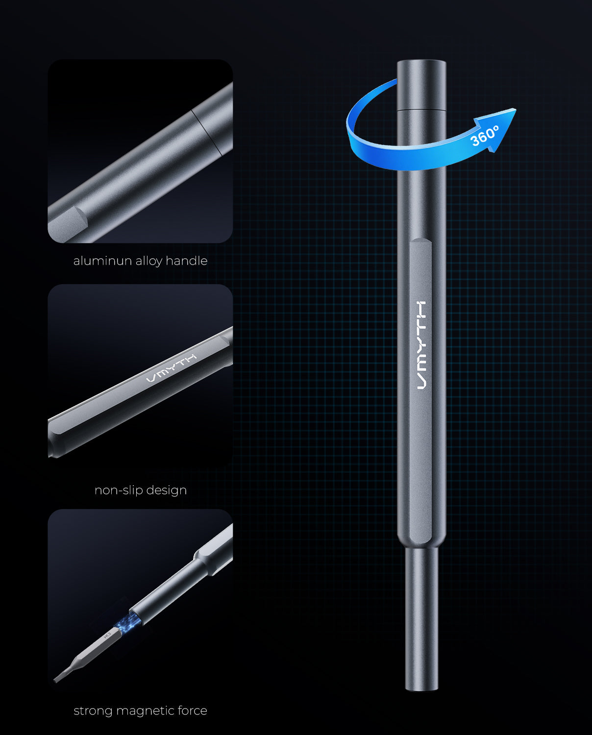 VMYTH iDriver MS1 – Compact Hand Screwdriver with 42 Magnetic Bits